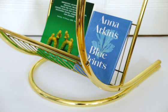 Image 1 of Table d'appoint vintage 70S, laiton et verre fumé