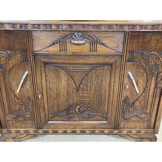 Image 1 of Buffet vintage Art Déco en chêne et marbre
