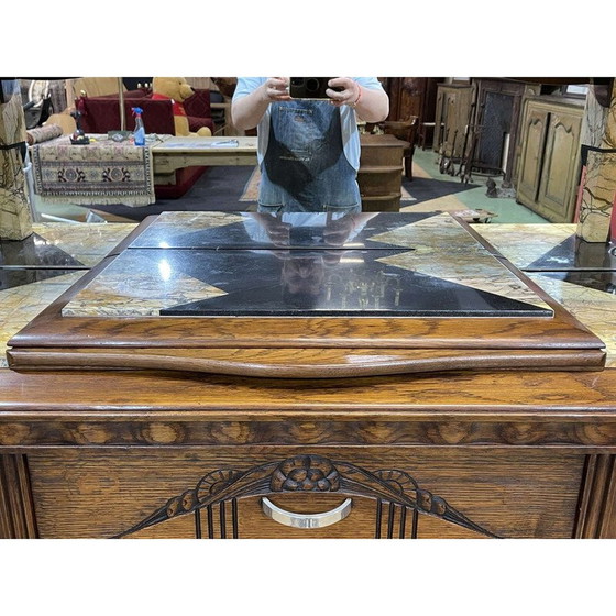 Image 1 of Buffet vintage Art Déco en chêne et marbre