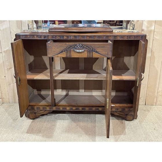 Image 1 of Buffet vintage Art Déco en chêne et marbre