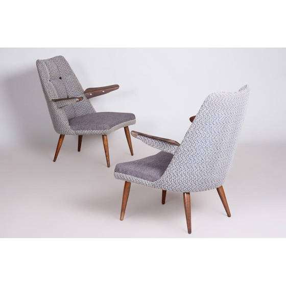Image 1 of Paire de fauteuils gris du milieu du siècle dernier, Tchécoslovaquie, années 1950