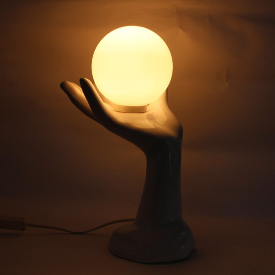 Image 1 of Lampe à main vintage en céramique avec boule en verre, 1980S