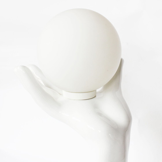 Image 1 of Lampe à main vintage en céramique avec boule en verre, 1980S