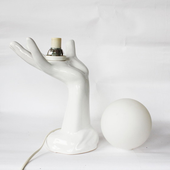 Image 1 of Lampe à main vintage en céramique avec boule en verre, 1980S