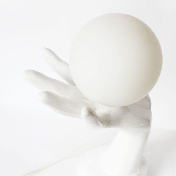 Image 1 of Lampe à main vintage en céramique avec boule en verre, 1980S