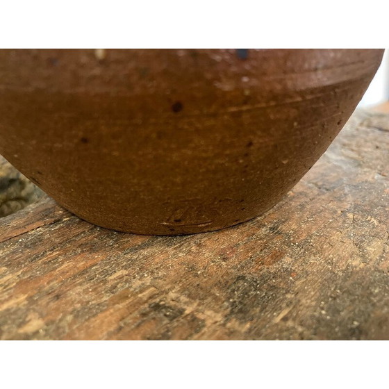 Image 1 of Lampe vintage en grès émaillé et tissu beige de Pierre Digan