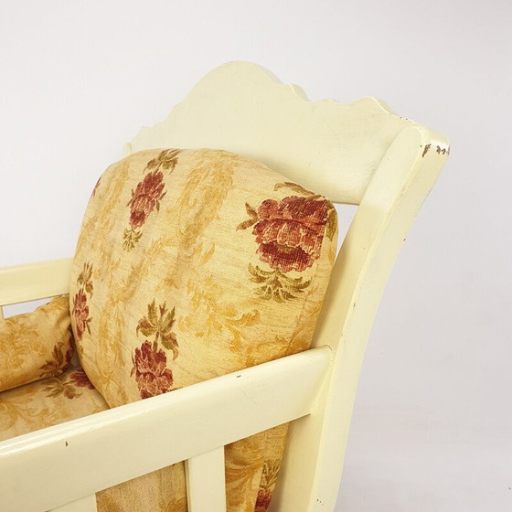 Image 1 of Fauteuil vintage en bois avec fleurs 1980