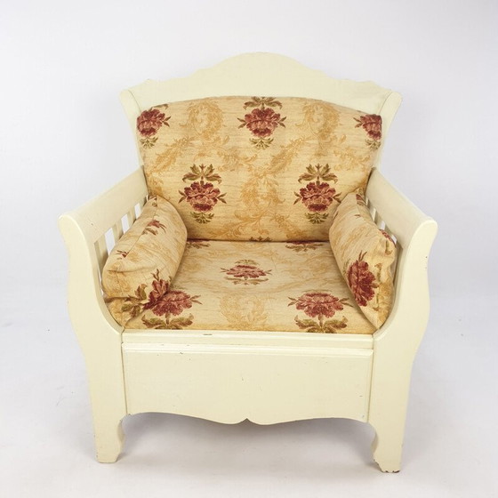 Image 1 of Fauteuil vintage en bois avec fleurs 1980