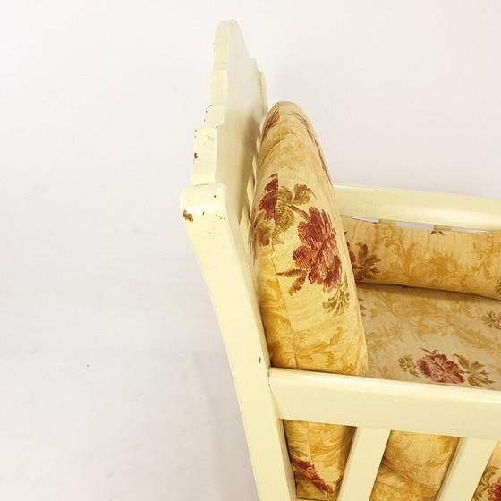 Image 1 of Fauteuil vintage en bois avec fleurs 1980
