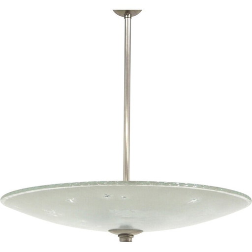 Lampe suspendue en verre vintage par Erik Kinell pour Glössner, Suède 1940