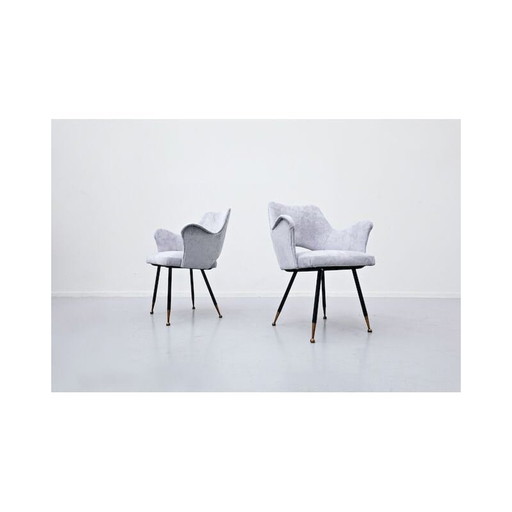 Paire de fauteuils en velours, italien, années 1950