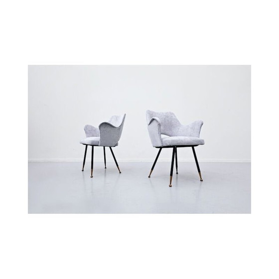 Image 1 of Paire de fauteuils en velours, italien, années 1950