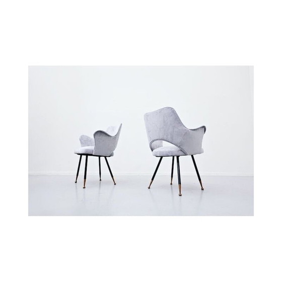 Image 1 of Paire de fauteuils en velours, italien, années 1950