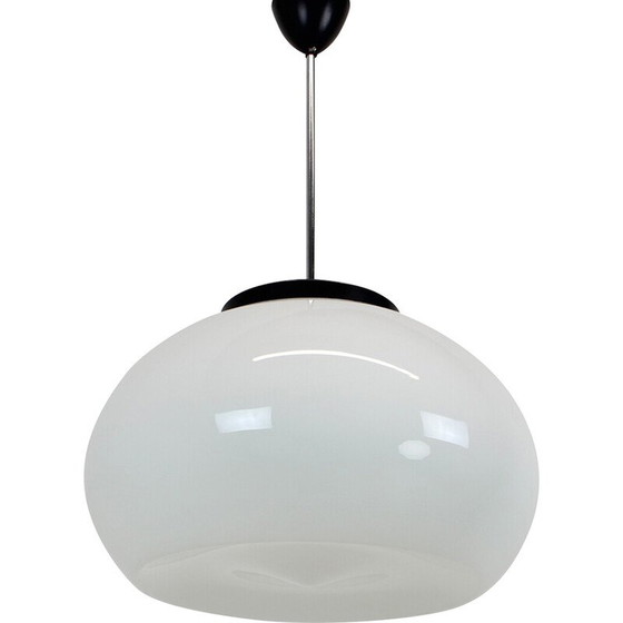 Image 1 of Lampe suspendue vintage en verre, chrome et métal, Tchécoslovaquie, années 1960