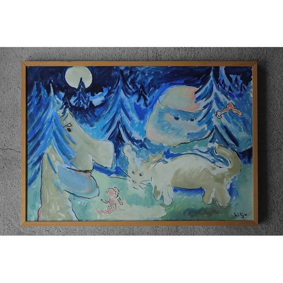 Image 1 of Huile sur carton vintage Sagomöte de Lennart Lilja