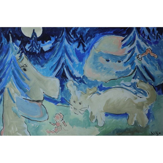 Image 1 of Huile sur carton vintage Sagomöte de Lennart Lilja