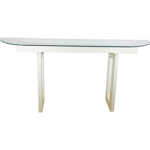 Grande console vintage en métal peint en blanc 1980