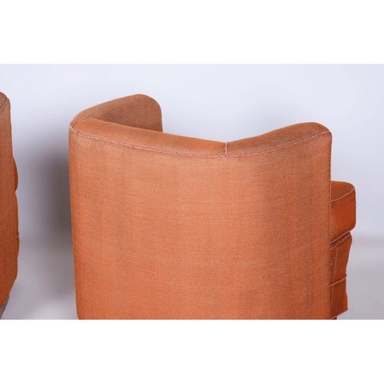 Image 1 of Ensemble de 4 fauteuils Art déco vintage en hêtre et placage de noyer, Tchécoslovaquie 1920