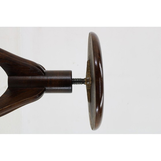 Image 1 of Tabouret pivotant vintage en hêtre teinté pour piano, Tchécoslovaquie 1950