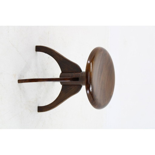 Tabouret pivotant vintage en hêtre teinté pour piano, Tchécoslovaquie 1950