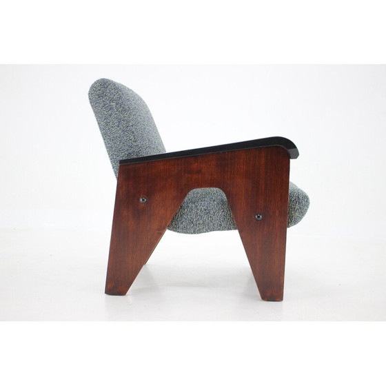 Image 1 of Fauteuil vintage en bois de chêne et tissu, Tchécoslovaquie 1960