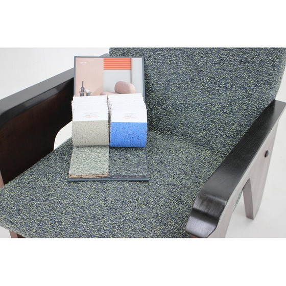 Image 1 of Fauteuil vintage en bois de chêne et tissu, Tchécoslovaquie 1960