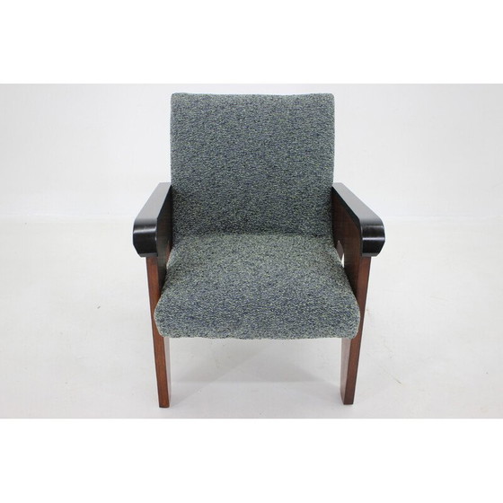 Image 1 of Fauteuil vintage en bois de chêne et tissu, Tchécoslovaquie 1960