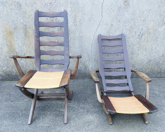 Image 1 of Paire De Fauteuil Transat Chaise Relax Triconfort France, Vintage,