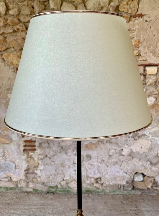 Lampadaire vintage avec décor en laiton doré sur pieds tripodes, 1960S