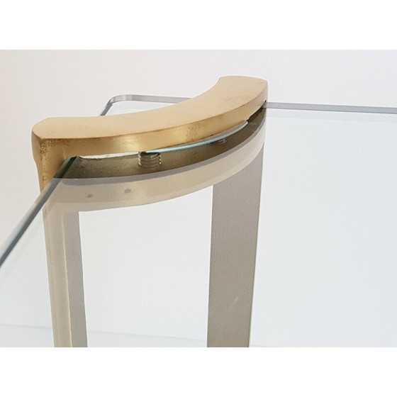 Image 1 of Table basse vintage en laiton massif et verre par Peter Ghyczy, 1970