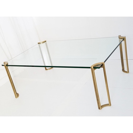 Image 1 of Table basse vintage en laiton massif et verre par Peter Ghyczy, 1970