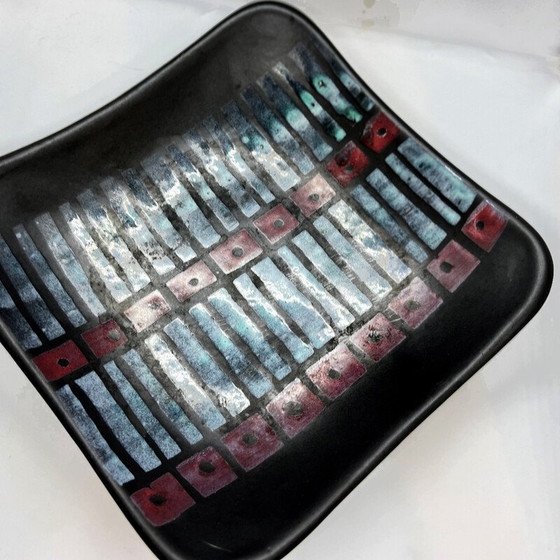 Image 1 of Plateau à fruits vintage en céramique Op Art par Strehla Keramik, Allemagne, années 1970