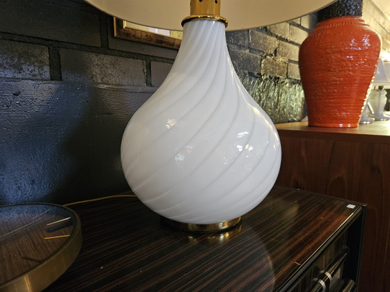Image 1 of Lampe de table italienne vintage, verre, tourbillon