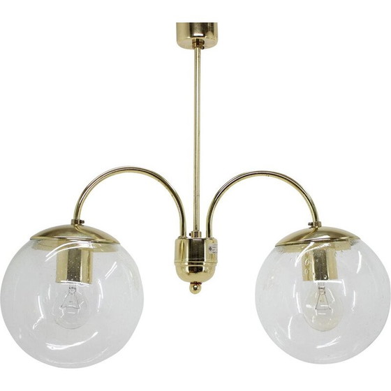 Image 1 of Lustre vintage en verre et laiton par Kamenicky Senov, Tchécoslovaquie 1960