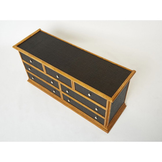 Image 1 of Commode vintage en bambou, rotin et laiton, 1960