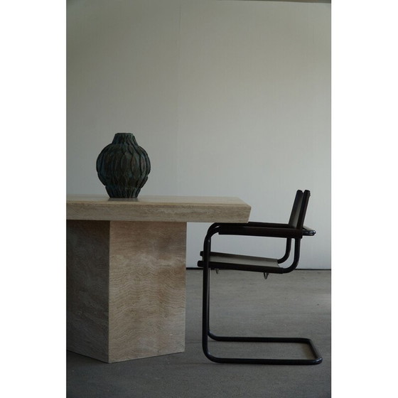 Image 1 of Table de salle à manger carrée scandinave en marbre blanc, 1980