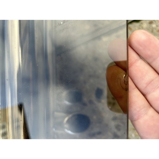 Image 1 of Table basse vintage en métal chromé et plateau en verre fumé, 1970