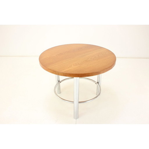 Table basse vintage en bois et chrome par Kovona, Tchécoslovaquie 1960