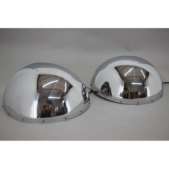 Image 1 of Paire d'appliques chromées Bauhaus, Tchécoslovaquie 1930