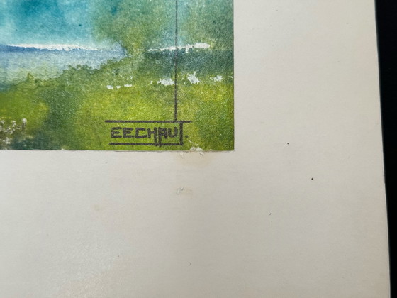 Image 1 of Eugène Eechaut (1928-2019) Paysage à l'aquarelle. 1970