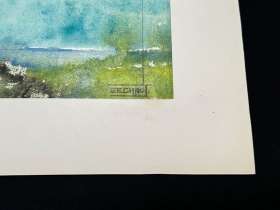 Image 1 of Eugène Eechaut (1928-2019) Paysage à l'aquarelle. 1970