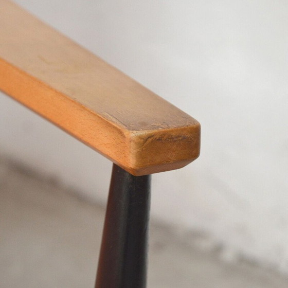 Image 1 of Paire de fauteuils vintage en tissu orange avec ottoman, 1960