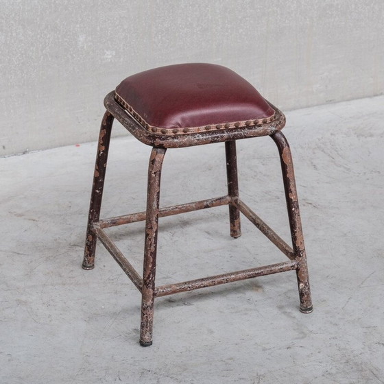 Image 1 of Tabouret tubulaire industriel français du milieu du siècle, années 1950.