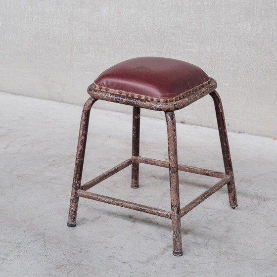 Image 1 of Tabouret tubulaire industriel français du milieu du siècle, années 1950.