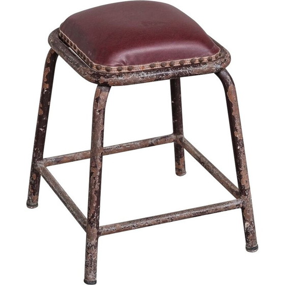 Image 1 of Tabouret tubulaire industriel français du milieu du siècle, années 1950.