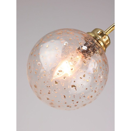 Image 1 of Lustre vintage en céramique dorée et verre, Italie