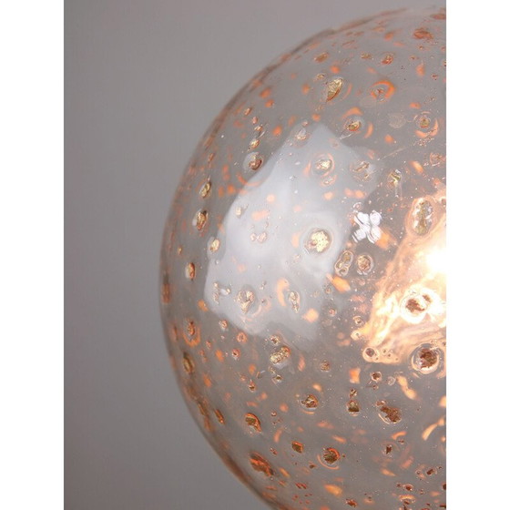 Image 1 of Lustre vintage en céramique dorée et verre, Italie