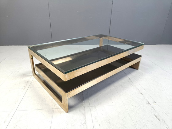 Image 1 of Table basse vintage à deux niveaux en belgochrome 23Kt, 1970S
