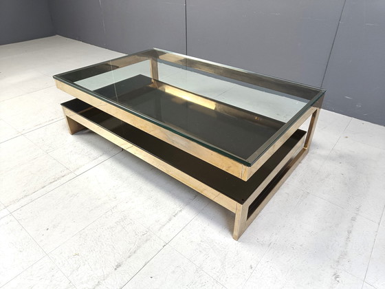 Image 1 of Table basse vintage à deux niveaux en belgochrome 23Kt, 1970S