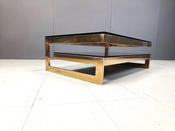 Image 1 of Table basse vintage à deux niveaux en belgochrome 23Kt, 1970S